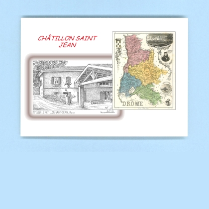 Cartes Postales impression Noir avec dpartement sur la ville de CHATILLON ST JEAN Titre : mairie