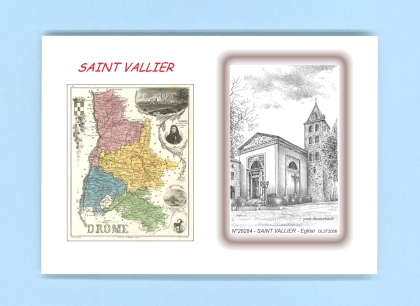 Cartes Postales impression Noir avec dpartement sur la ville de ST VALLIER Titre : eglise