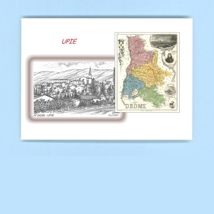 Cartes Postales impression Noir avec dpartement sur la ville de UPIE Titre : vue