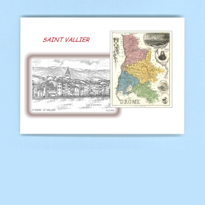 Cartes Postales impression Noir avec dpartement sur la ville de ST VALLIER Titre : vue