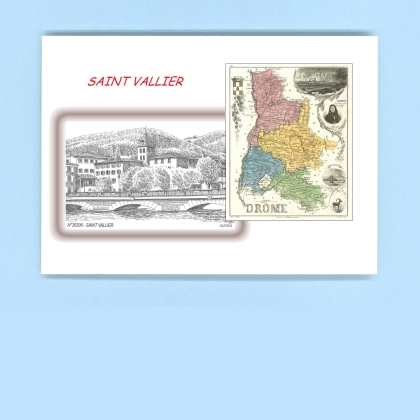 Cartes Postales impression Noir avec dpartement sur la ville de ST VALLIER Titre : vue