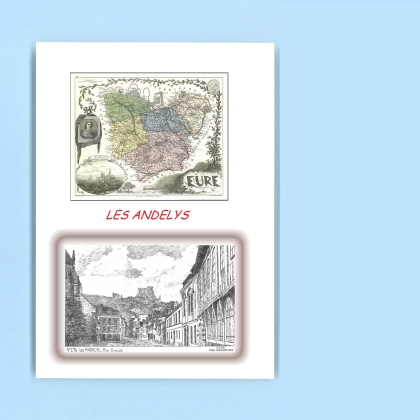 Cartes Postales impression Noir avec dpartement sur la ville de LES ANDELYS Titre : rue grande