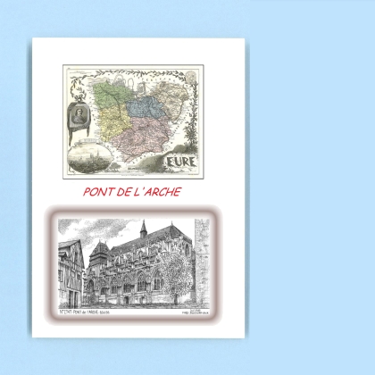 Cartes Postales impression Noir avec dpartement sur la ville de PONT DE L ARCHE Titre : eglise