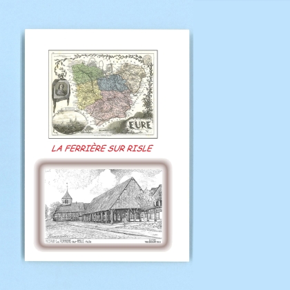 Cartes Postales impression Noir avec dpartement sur la ville de LA FERRIERE SUR RISLE Titre : halle