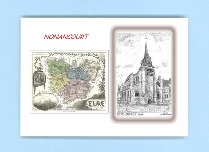 Cartes Postales impression Noir avec dpartement sur la ville de NONANCOURT Titre : eglise