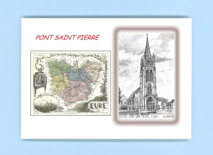Cartes Postales impression Noir avec dpartement sur la ville de PONT ST PIERRE Titre : eglise