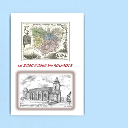 Cartes Postales impression Noir avec dpartement sur la ville de LE BOSC ROGER EN ROUMOIS Titre : eglise