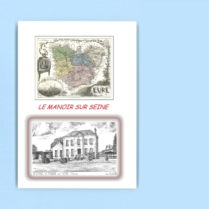 Cartes Postales impression Noir avec dpartement sur la ville de LE MANOIR SUR SEINE Titre : mairie