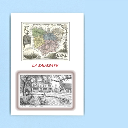 Cartes Postales impression Noir avec dpartement sur la ville de LA SAUSSAYE Titre : mairie