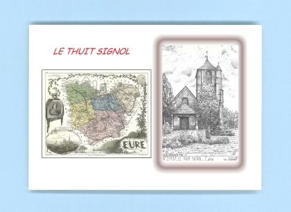 Cartes Postales impression Noir avec dpartement sur la ville de LE THUIT SIGNOL Titre : eglise