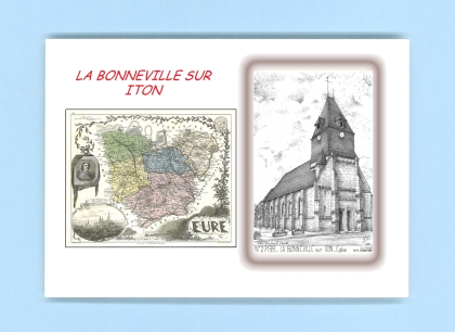 Cartes Postales impression Noir avec dpartement sur la ville de LA BONNEVILLE SUR ITON Titre : eglise