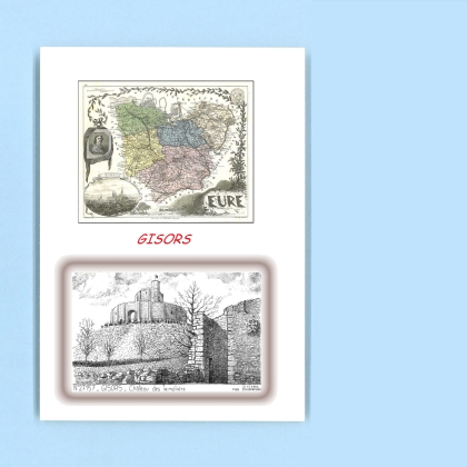 Cartes Postales impression Noir avec dpartement sur la ville de GISORS Titre : chateau des templiers