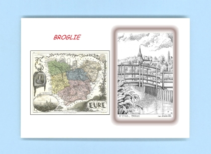 Cartes Postales impression Noir avec dpartement sur la ville de BROGLIE Titre : vue