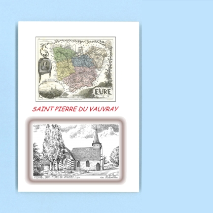 Cartes Postales impression Noir avec dpartement sur la ville de ST PIERRE DU VAUVRAY Titre : eglise