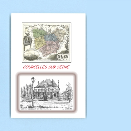 Cartes Postales impression Noir avec dpartement sur la ville de COURCELLES SUR SEINE Titre : mairie