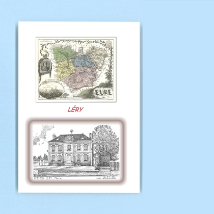 Cartes Postales impression Noir avec dpartement sur la ville de LERY Titre : mairie