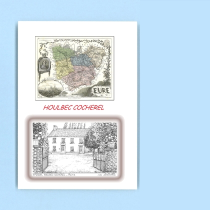Cartes Postales impression Noir avec dpartement sur la ville de HOULBEC COCHEREL Titre : mairie
