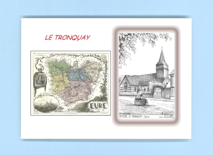 Cartes Postales impression Noir avec dpartement sur la ville de LE TRONQUAY Titre : eglise