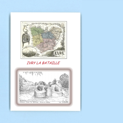 Cartes Postales impression Noir avec dpartement sur la ville de IVRY LA BATAILLE Titre : ruines du chateau