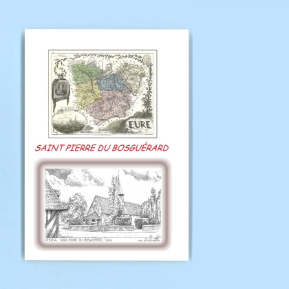 Cartes Postales impression Noir avec dpartement sur la ville de ST PIERRE DU BOSGUERARD Titre : eglise