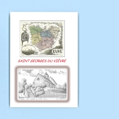Cartes Postales impression Noir avec dpartement sur la ville de ST GEORGES DU VIEVRE Titre : eglise