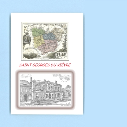 Cartes Postales impression Noir avec dpartement sur la ville de ST GEORGES DU VIEVRE Titre : mairie