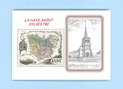 Cartes Postales impression Noir avec dpartement sur la ville de LA HAYE ST SYLVESTRE Titre : eglise
