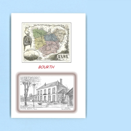 Cartes Postales impression Noir avec dpartement sur la ville de BOURTH Titre : mairie