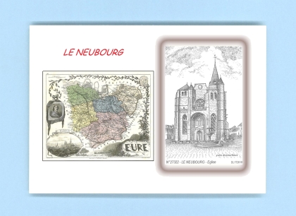 Cartes Postales impression Noir avec dpartement sur la ville de LE NEUBOURG Titre : eglise