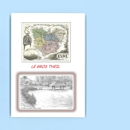 Cartes Postales impression Noir avec dpartement sur la ville de LE GROS THEIL Titre : lavoir