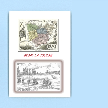Cartes Postales impression Noir avec dpartement sur la ville de GISAY LA COUDRE Titre : plan d eau