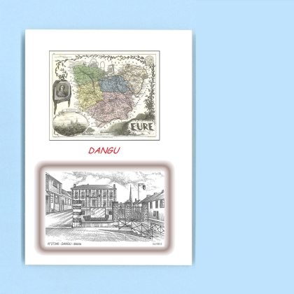 Cartes Postales impression Noir avec dpartement sur la ville de DANGU Titre : mairie