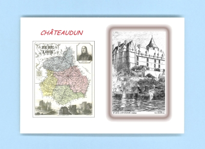 Cartes Postales impression Noir avec dpartement sur la ville de CHATEAUDUN Titre : chateau