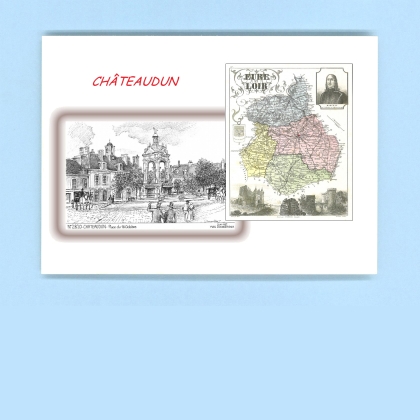 Cartes Postales impression Noir avec dpartement sur la ville de CHATEAUDUN Titre : place du 18 octobre