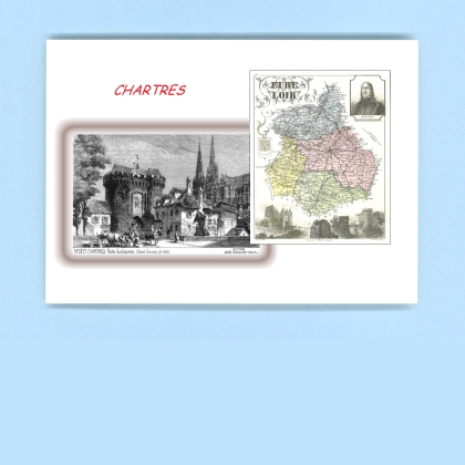 Cartes Postales impression Noir avec dpartement sur la ville de CHARTRES Titre : porte guillaume