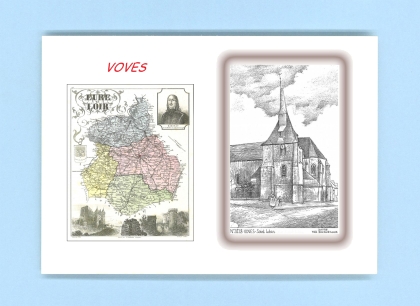 Cartes Postales impression Noir avec dpartement sur la ville de VOVES Titre : st lubin