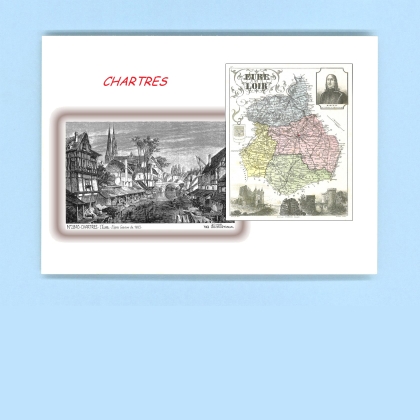 Cartes Postales impression Noir avec dpartement sur la ville de CHARTRES Titre : l eure