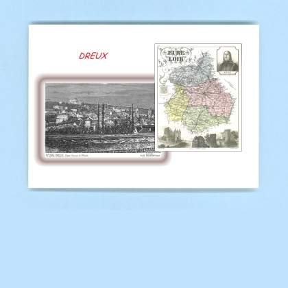 Cartes Postales impression Noir avec dpartement sur la ville de DREUX Titre : vue