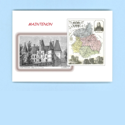 Cartes Postales impression Noir avec dpartement sur la ville de MAINTENON Titre : chateau