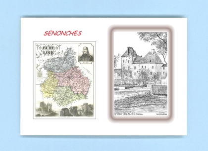 Cartes Postales impression Noir avec dpartement sur la ville de SENONCHES Titre : chateau
