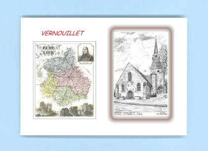 Cartes Postales impression Noir avec dpartement sur la ville de VERNOUILLET Titre : eglise
