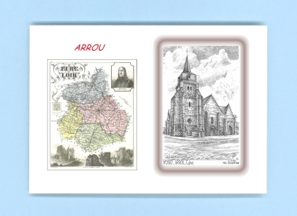 Cartes Postales impression Noir avec dpartement sur la ville de ARROU Titre : eglise