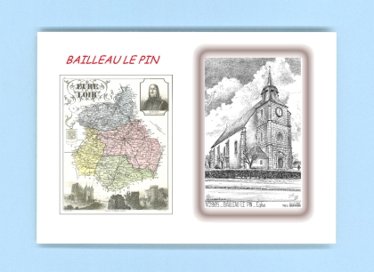 Cartes Postales impression Noir avec dpartement sur la ville de BAILLEAU LE PIN Titre : eglise