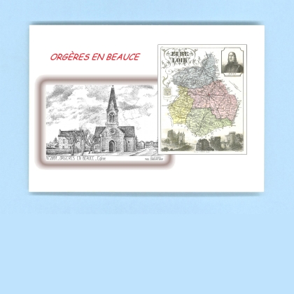 Cartes Postales impression Noir avec dpartement sur la ville de ORGERES EN BEAUCE Titre : eglise