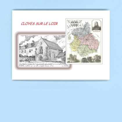 Cartes Postales impression Noir avec dpartement sur la ville de CLOYES SUR LE LOIR Titre : chapelle romane d yron