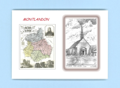 Cartes Postales impression Noir avec dpartement sur la ville de MONTLANDON Titre : eglise