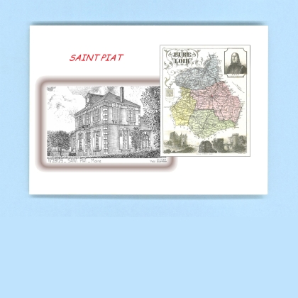 Cartes Postales impression Noir avec dpartement sur la ville de ST PIAT Titre : mairie