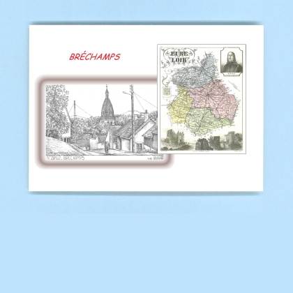 Cartes Postales impression Noir avec dpartement sur la ville de BRECHAMPS Titre : vue