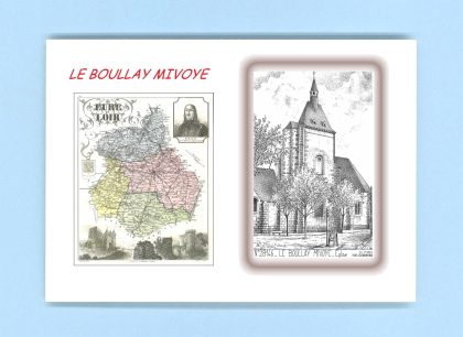 Cartes Postales impression Noir avec dpartement sur la ville de LE BOULLAY MIVOYE Titre : eglise