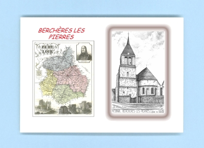 Cartes Postales impression Noir avec dpartement sur la ville de BERCHERES LES PIERRES Titre : eglise